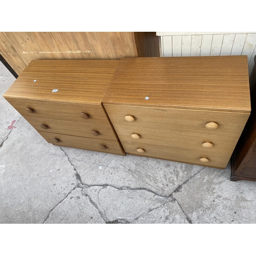 2087 - A PAIR OF RETRO TEAK CHESTS OF THREE DRAWERS, EACH 30