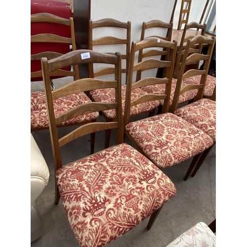 2102 - A SET OF RETRO TEAK G-PLAN LADDERBACK DINING CHAIRS AND EIGHT CHAIRS