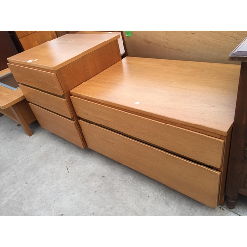 2149 - TWO RETRO TEAK BEAVER & TAPLEY CHESTS OF 3+2 DRAWERS, 22