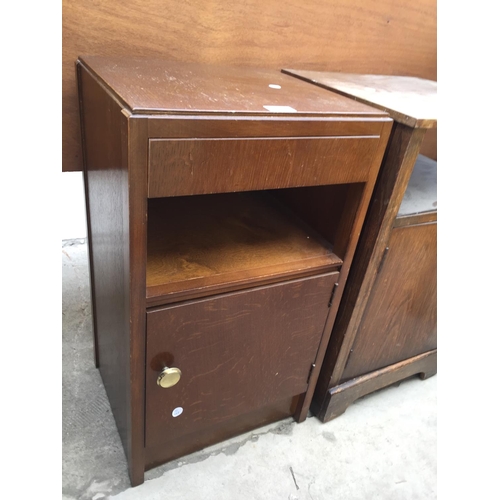 2170 - TWO OAK BEDSIDE CABINETS