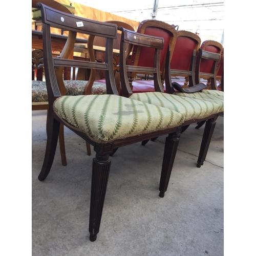 2221 - A SET OF SIX 19TH CENTURY MAHOGANY DINING CHAIRS ON TAPERED FLUTED LEGS