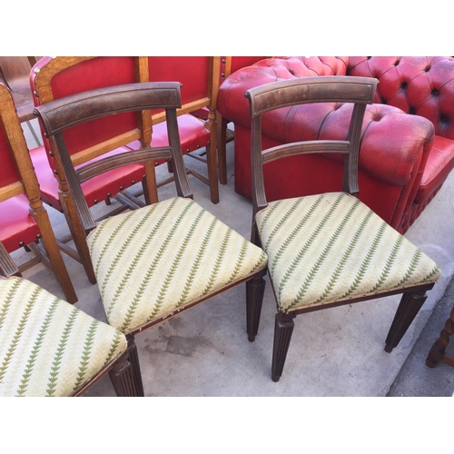 2221 - A SET OF SIX 19TH CENTURY MAHOGANY DINING CHAIRS ON TAPERED FLUTED LEGS