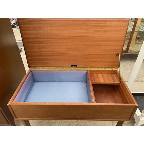 2317 - A RETRO TEAK ARNOLD SEWING BOX/TABLE, 30.5