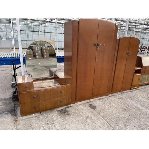 2505 - A MID 20TH CENTURY DRESSING TABLE, TWO WARDROBE AND BEDSIDE LOCKER