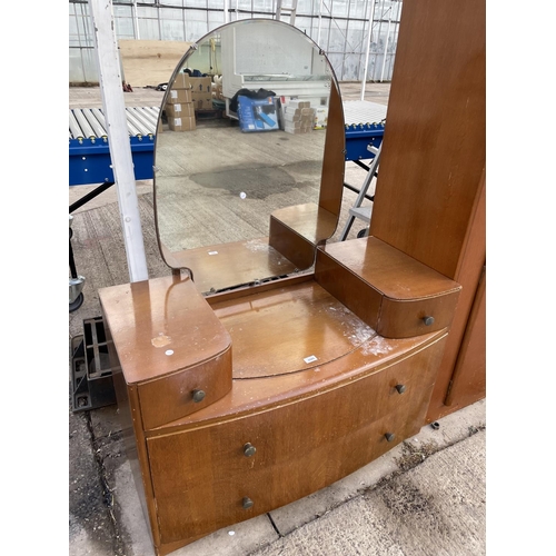 2505 - A MID 20TH CENTURY DRESSING TABLE, TWO WARDROBE AND BEDSIDE LOCKER