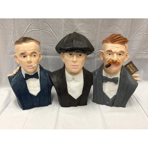 49 - A LARGE PEAKY BLINDERS BUST OF THE THREE SHELBY BROTHERS APPROXIMATELY 80CM X 40CM