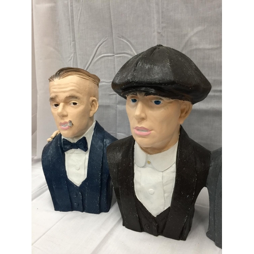 49 - A LARGE PEAKY BLINDERS BUST OF THE THREE SHELBY BROTHERS APPROXIMATELY 80CM X 40CM
