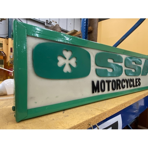 58 - AN OSSA MOTORCYLES ILLUMINATED LIGHT BOX SIGN 77CM X 18CM X 10CM