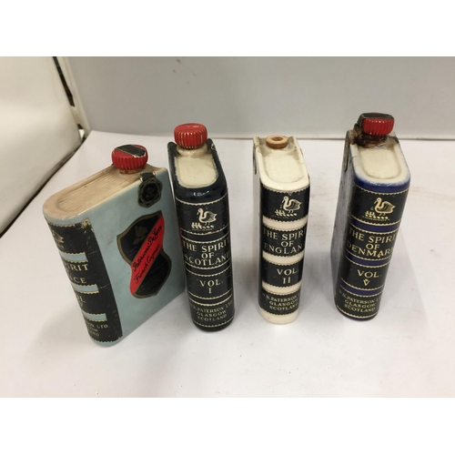142 - FOUR PATERSONS OF GLASGOW COLLECTABLE CERAMIC SPIRIT BOOKS