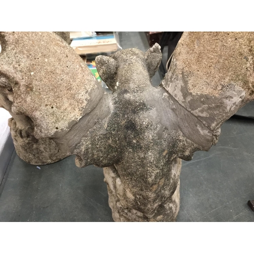 143 - A PAIR OF CONCRETE GARGOYLES WINGS A/F