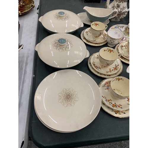 177 - A QUANTITY OF CERAMICS TO INCLUDE ROYAL DOULTON 'DESERT STAR' TUREENS, PLATES, AND SAUCE BOAT, ALSO ... 