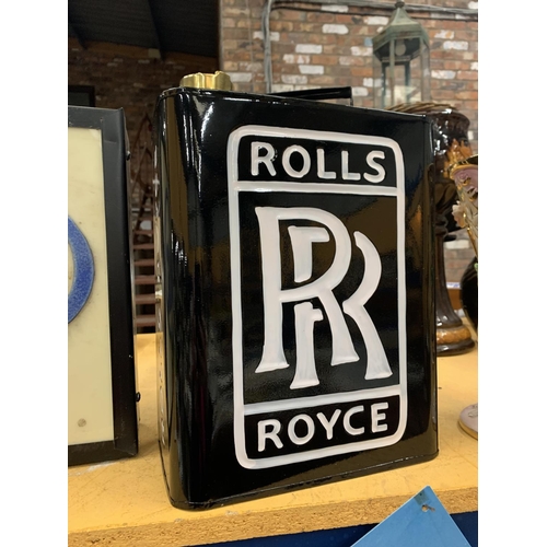 214 - A BLACK ROLLS ROYCE PETROL CAN