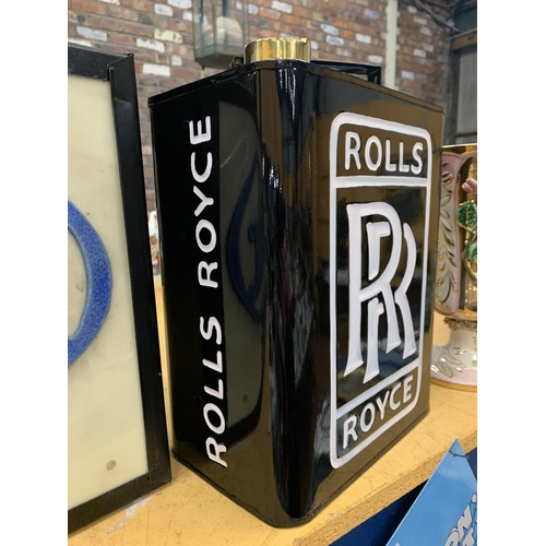 214 - A BLACK ROLLS ROYCE PETROL CAN