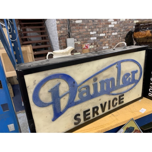 215 - A DAIMLER SERVICE ILLUMINATED LIGHT BOX SIGN 65CM X 32CM