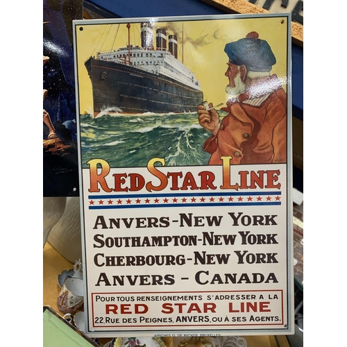 217 - A METAL RED STAR LINE SIGN