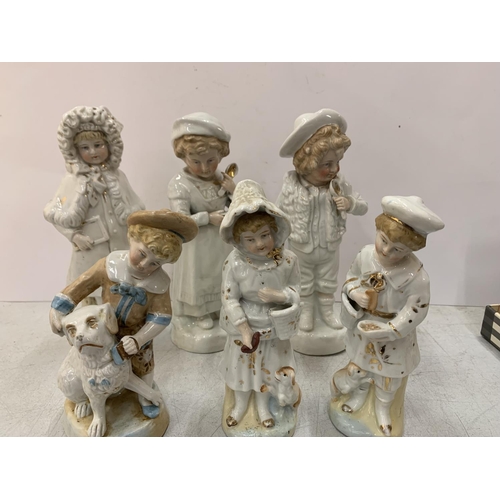 237 - SIX STONEWARE FIGURINES OF BOYS AND GIRLS