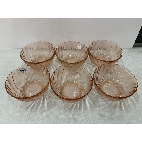 243 - SIX VINTAGE FRENCH VERECO GLASS DESSERT DISHES