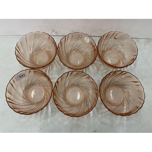 243 - SIX VINTAGE FRENCH VERECO GLASS DESSERT DISHES