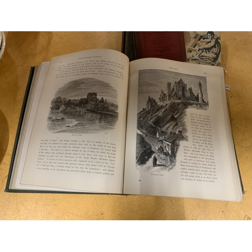 251 - AN 1875 PICTURESQUE EUROPE 'THE BRITISH ISLES' BOOK, MANUSCRIPT WRITING BOOK, ETC PLUS A SCRABBLE GA... 