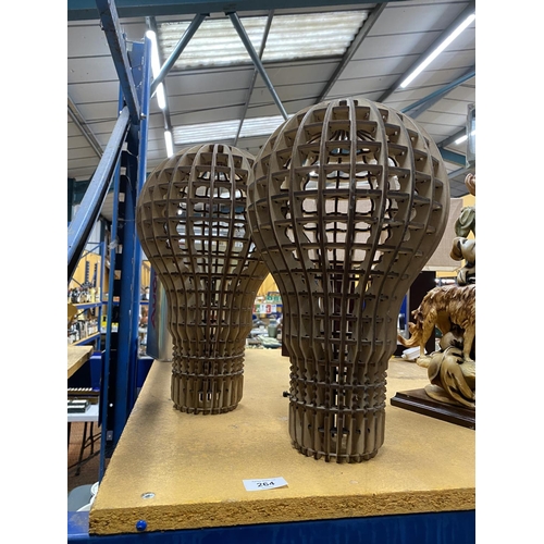 264 - TWO RETRO PENDULOUS LAMP SHADES