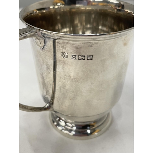 14 - A HALLMARKED BIRMINGHAM SILVER TANKARD ENGRAVED GROSS WEIGHT 158 GRAMS