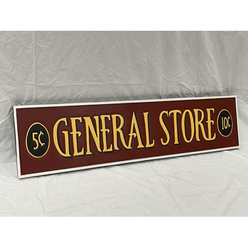 25A - A WOODEN PAINTED GENERAL STORE SIGN 100CM X 25CM