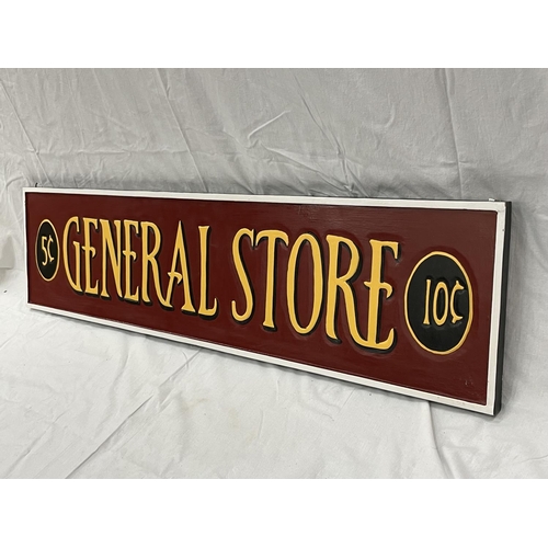 25A - A WOODEN PAINTED GENERAL STORE SIGN 100CM X 25CM