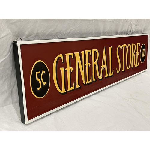 25A - A WOODEN PAINTED GENERAL STORE SIGN 100CM X 25CM