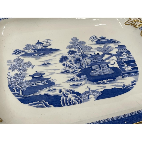 29 - A LARGE RECTANGULAR MEAT PLATTER WITH AN ORIENTAL DESIGN 47CM X 33CM