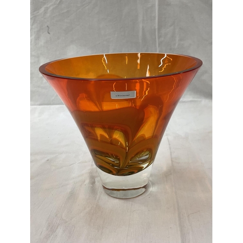 30 - A VASE - EVOLUTION BY WATERFORD IN ORANGE COLOURS 18CM HIGH