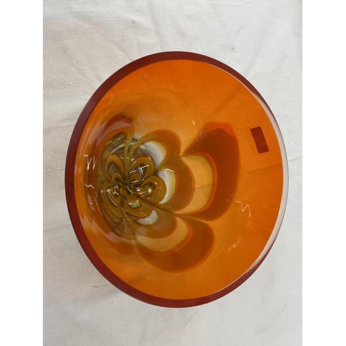 30 - A VASE - EVOLUTION BY WATERFORD IN ORANGE COLOURS 18CM HIGH