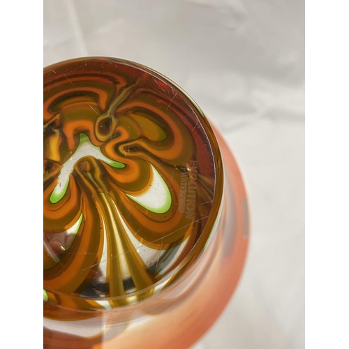 30 - A VASE - EVOLUTION BY WATERFORD IN ORANGE COLOURS 18CM HIGH