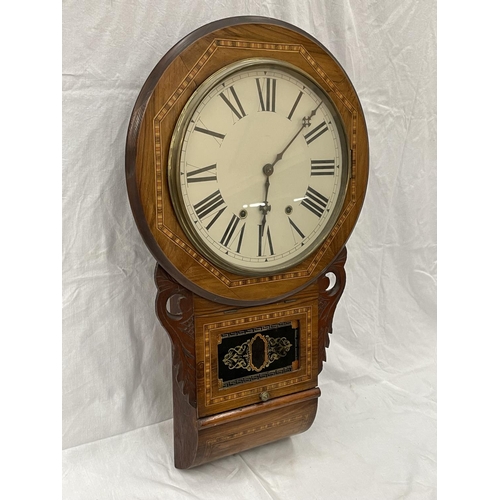 32 - A JEROME AND CO SUPERIOR 8 DAY ANGLO AMERICAN CLOCK WITH INLAID DECORATION