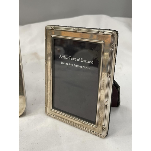 37 - TWO MARKED SILVER PHOTOGRAPH FRAMES ONE 20CM X 15CM AND ONE 10.5CM X 8CM