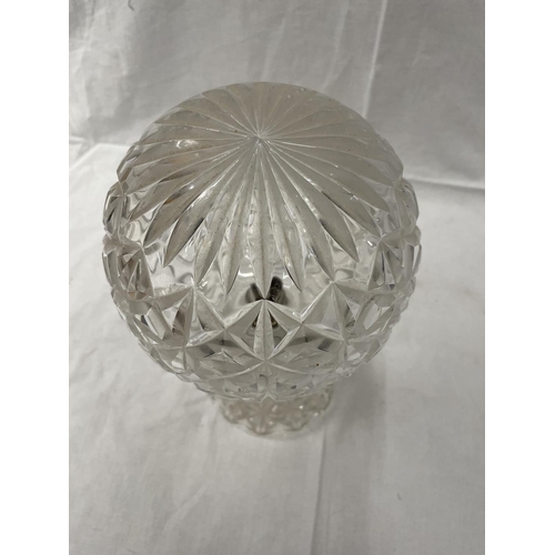 46 - A CUT GLASS TABLE LAMP WITH MATCHING GLOBE SHADE