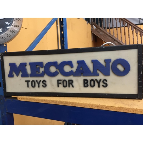 53 - AN ILLUMINATED MECCANO TOYS FOR BOYS SIGN W: 70CM