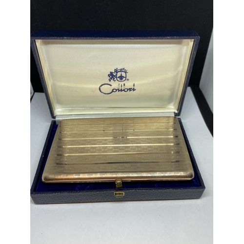 1A - A HALLMARKED LONDON 9 CARAT GOLD COLIBRI CIGARETTE CASE GROSS WEIGHT 136.6 GRAMS WITH A PRESENTATION... 