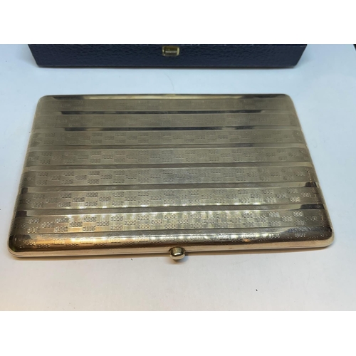 1A - A HALLMARKED LONDON 9 CARAT GOLD COLIBRI CIGARETTE CASE GROSS WEIGHT 136.6 GRAMS WITH A PRESENTATION... 