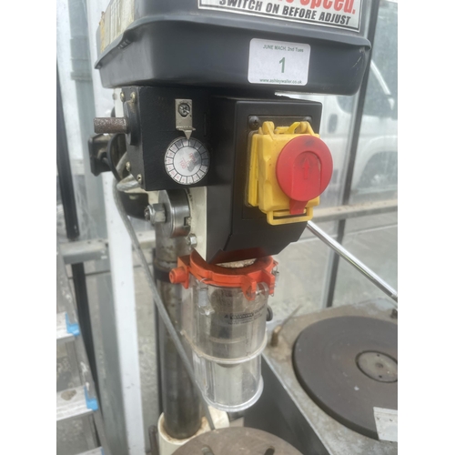 1 - AN AXMINSTER VARIABLE SPEED PILLAR DRILL NO VAT