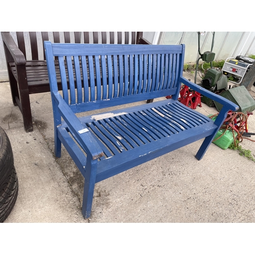 45 - A WOODEN GARDEN BENCH NO VAT