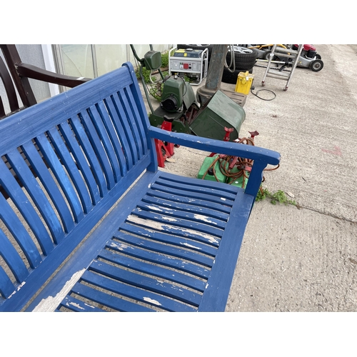 45 - A WOODEN GARDEN BENCH NO VAT