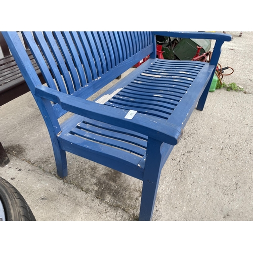 45 - A WOODEN GARDEN BENCH NO VAT