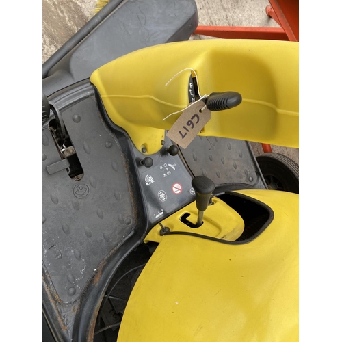 102A - KARCHER PETROL RIDE ON SWEEPER NEEDS A NEW BATTERY BUT WILL JUMP START NO VAT