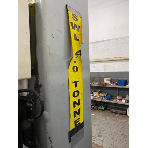 123 - SWL 4 TONNE GREY 2 POST ELECTRIC/HYDRAULIC VEHICLE LIFT 3 PHASE APPROX 8 YEARS OLD TO BE COLLECTED F... 