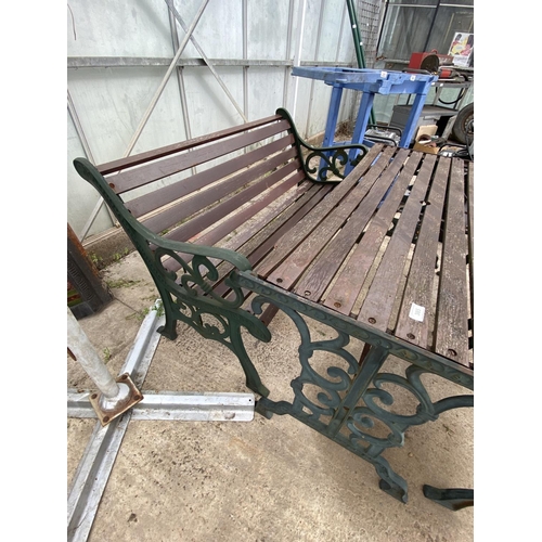 385 - VINTAGE CAST IRON TABLE AND CHAIRS  NO VAT