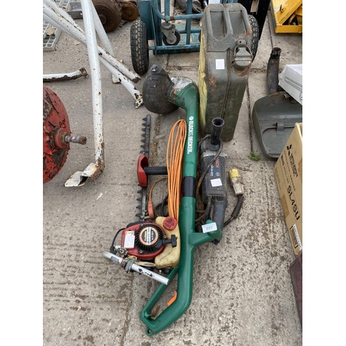 887 - PETROL STRIMMER,ANGLE GRINDER,EXHAUST,2 BOXES,PETROL CAN - NO VAT