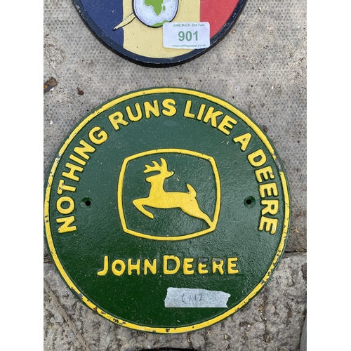 902 - CAST IRON JOHN DEERE WALL PLAQUE/SIGN  +  VAT