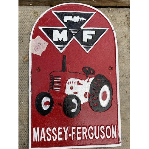 907 - CAST IRON MASSEY FERGUSON WALL PLAQUE/SIGN  +  VAT