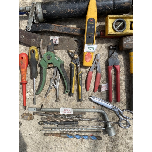 579 - TOOL BOX AND TOOLS  NO VAT