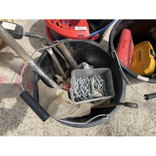 620 - BUCKET OF TOOLS X 3  NO VAT